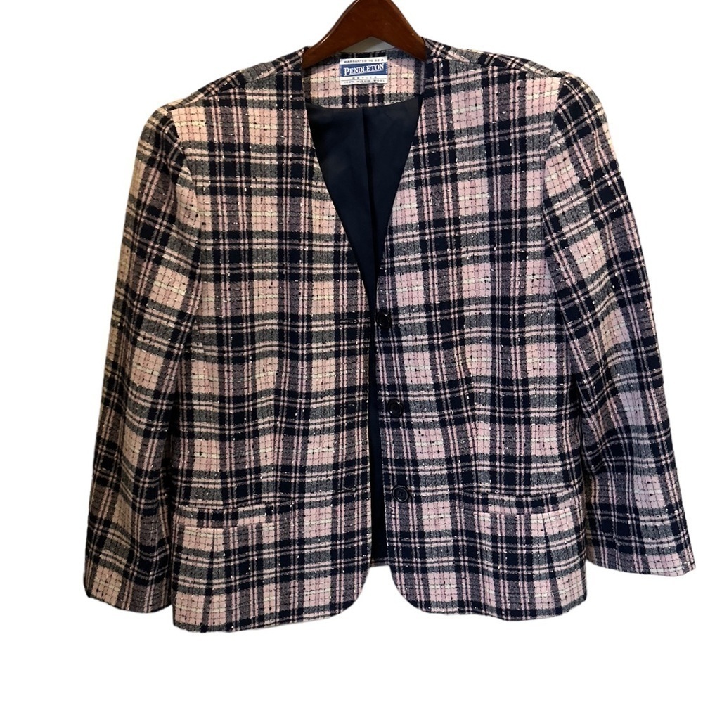 PENDLETON  Vintage Jacket Tartan Plaid 100%  ‎ Wool Jacket Size 14